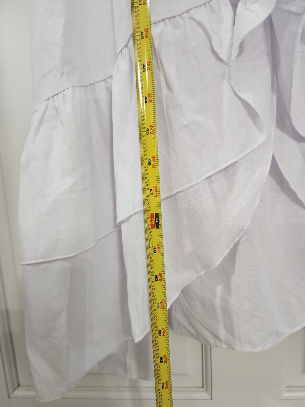 White Bohemian Linen Ruffle V-Neck Light Weight Maxi Dress/Cover Up Medium - Picture 10 of 13